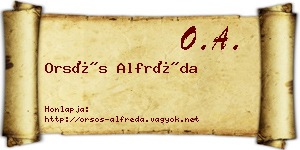 Orsós Alfréda névjegykártya